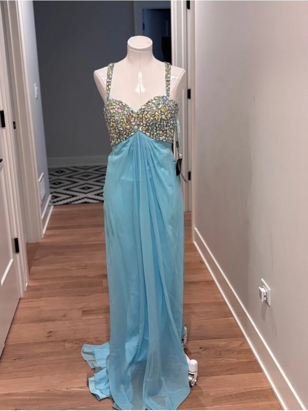 La Femme Light Blue Embellished Prom Dress. Size 2. New